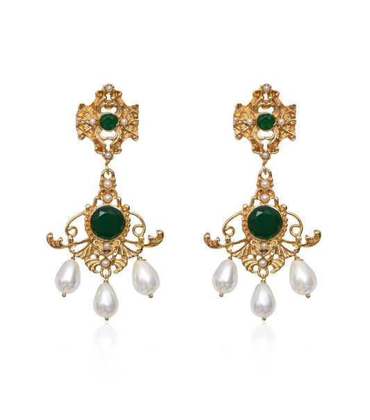 ESFIR JEWELS - Marie Antionette Earrings (EMERALD GREEN)