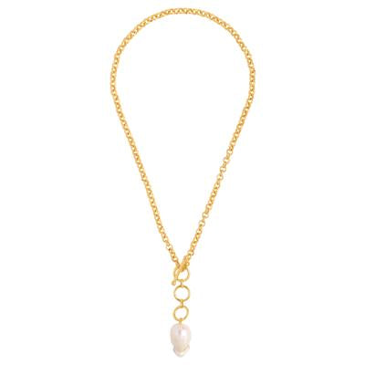 THE BUTTERFLY EFFECT JEWELRY - Baroque pearl toggle neck chain
