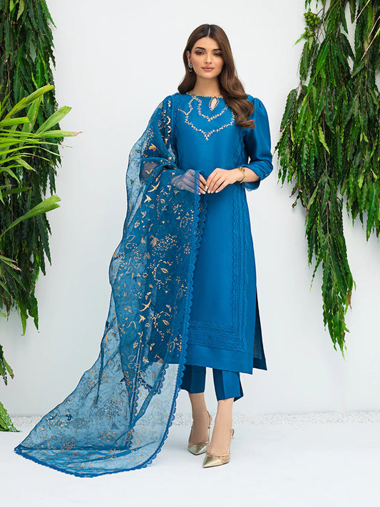 ANAM AHKLAQ - Cobalt Blue Raw Silk Suit