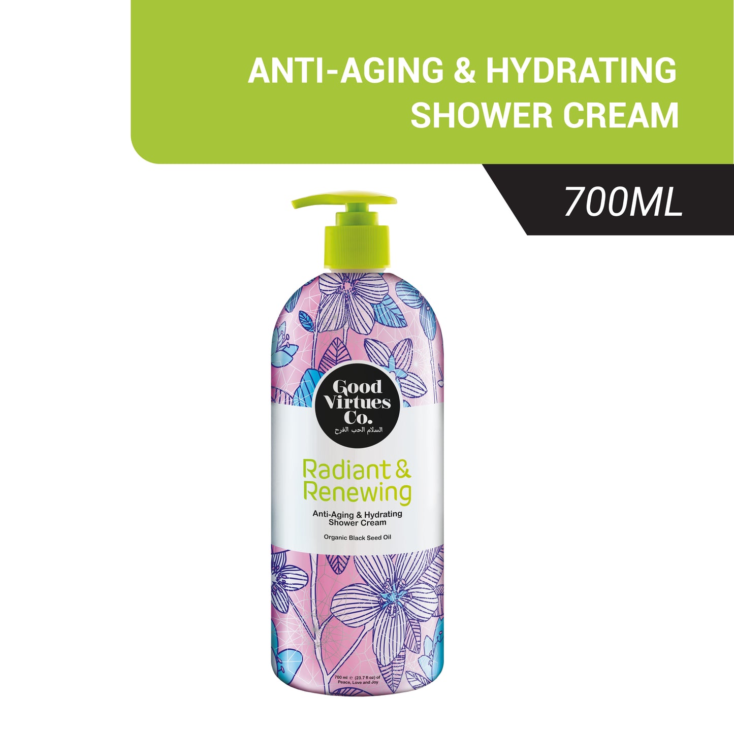 Good Virtues Co. Radiant & Renewing Anti-Aging & Hydrating Shower Cream For Women,