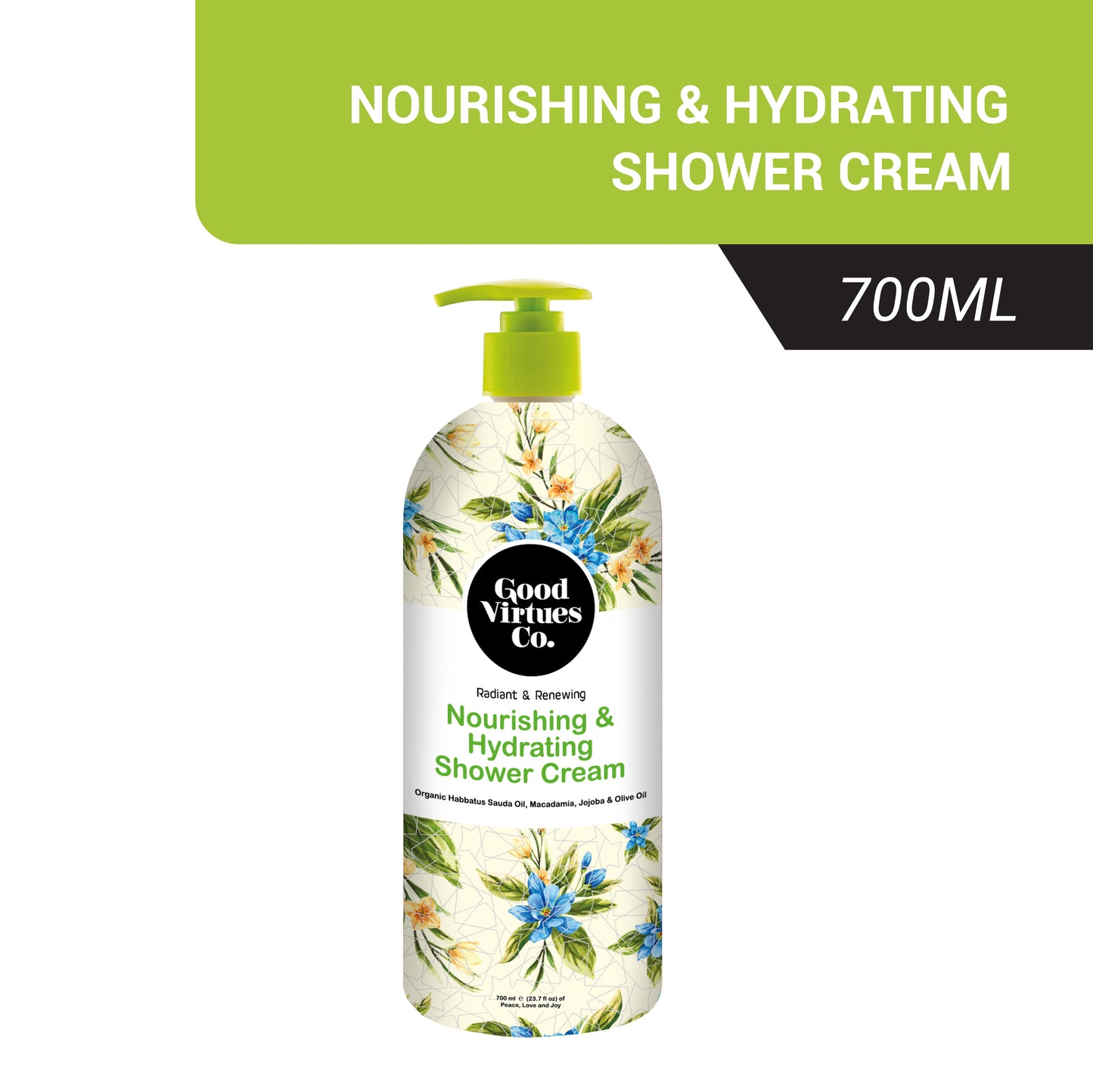 New Nourishing & Hydrating Shower Cream Body Wash Organic Black Seed Oil, 700ML
